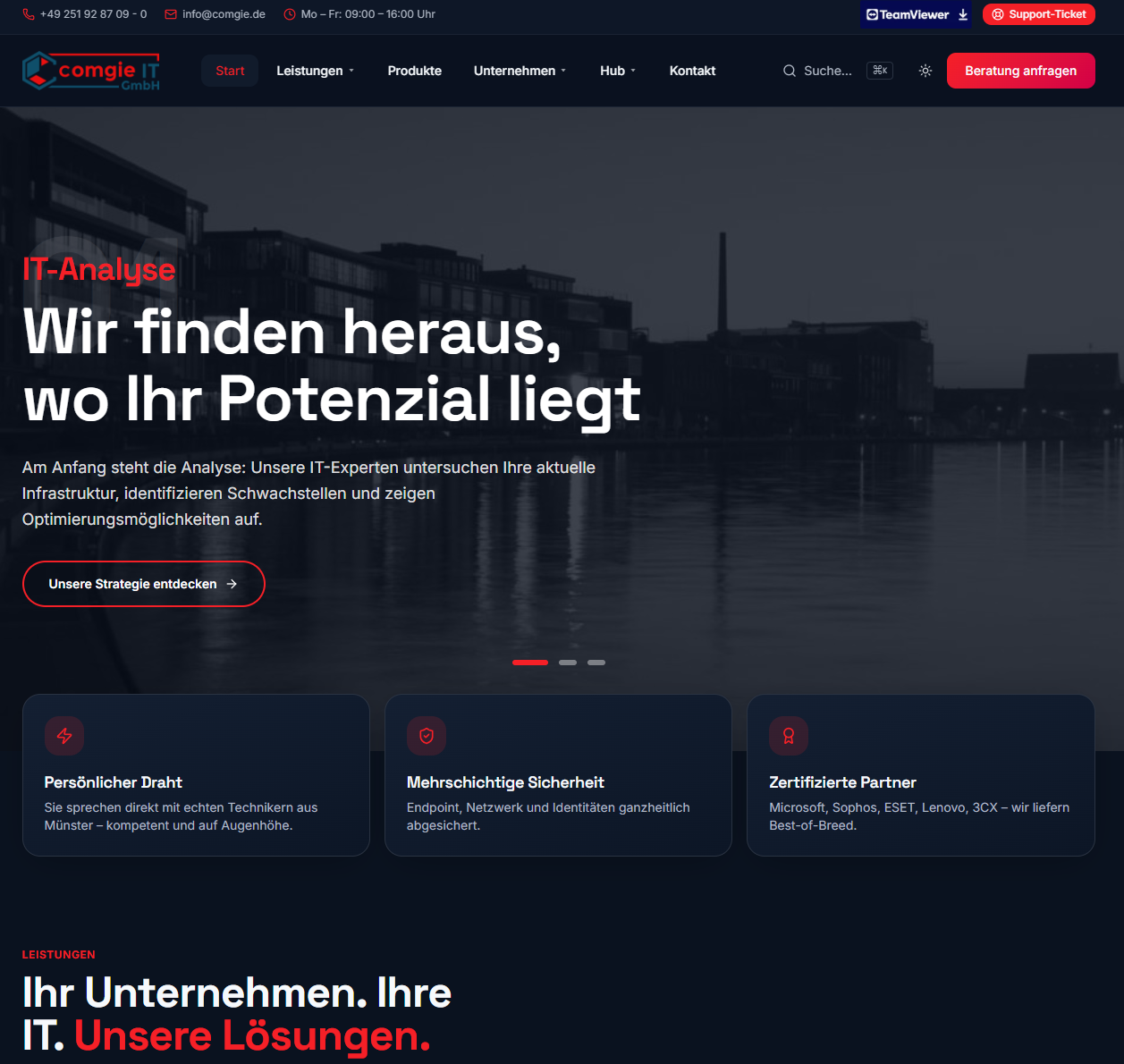 comgie IT GmbH – Münster Individueller Webauftritt mit Backend, API-Anbindungen & Kundenportal